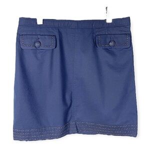 Brooks Brothers Navy Blue Cotton Skirt White Stitching Size 10 Preppy Business